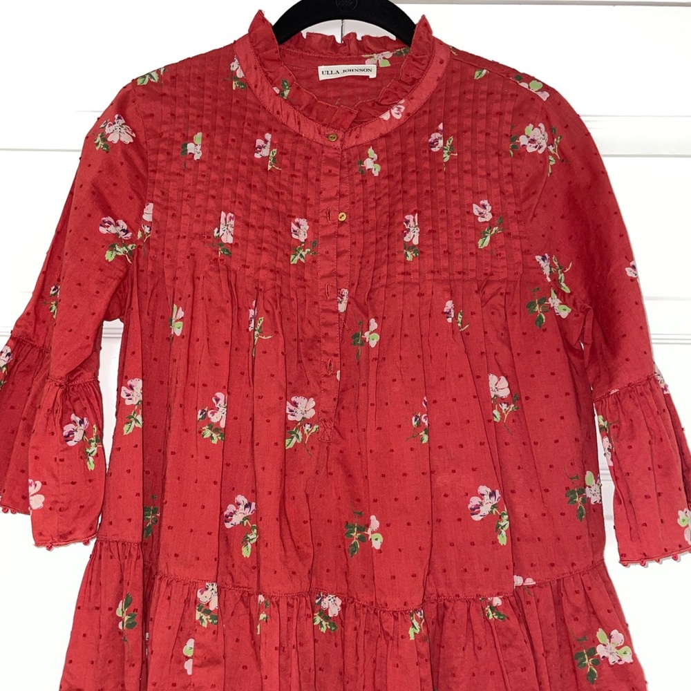 Ulla Johnson Charlotte Red Floral Blouse